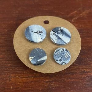 Clay marbled disc earring set